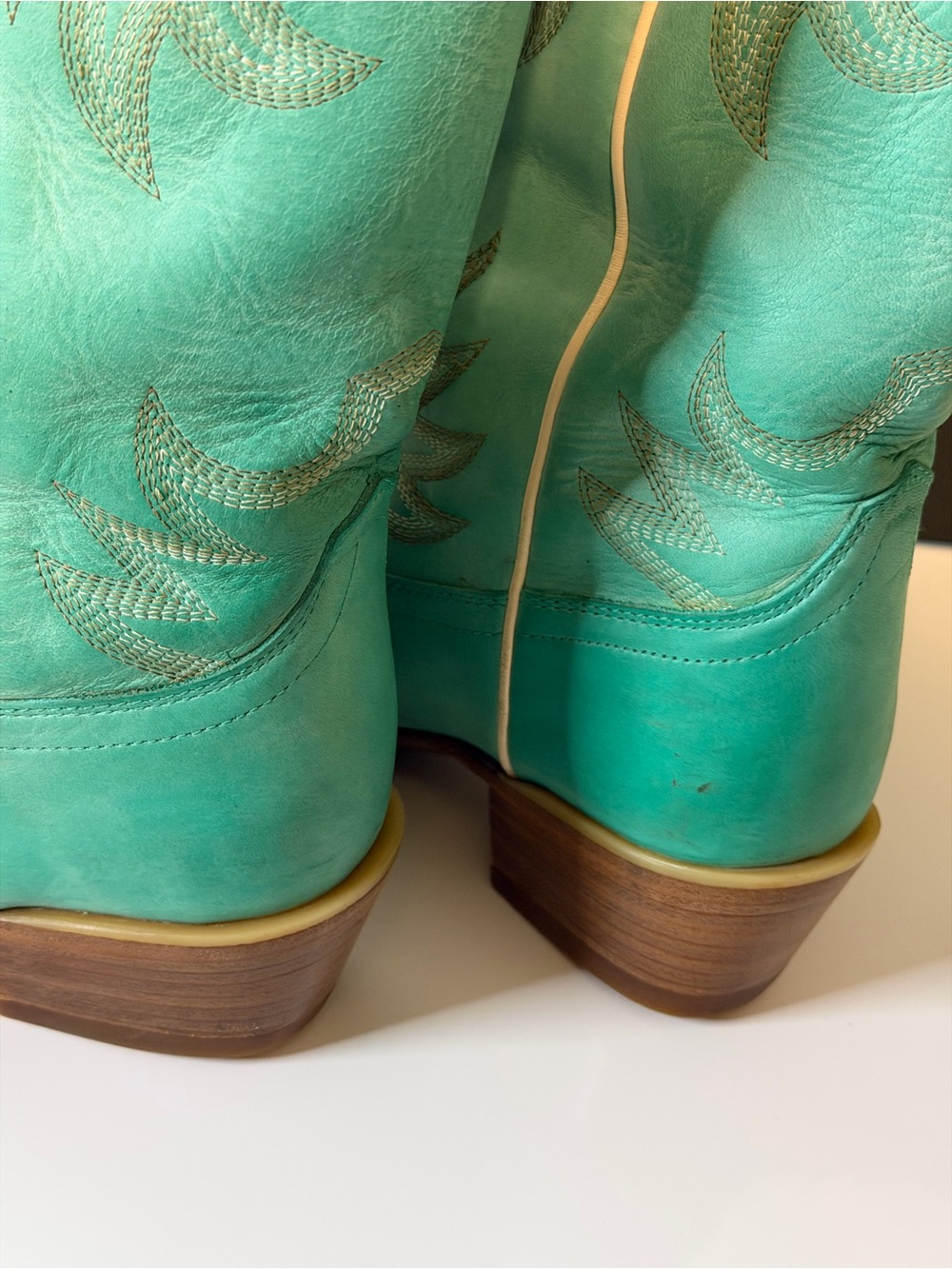 Tecovas The Annie Turquoise Western Leather Heeled Boots - Picture 9 of 15